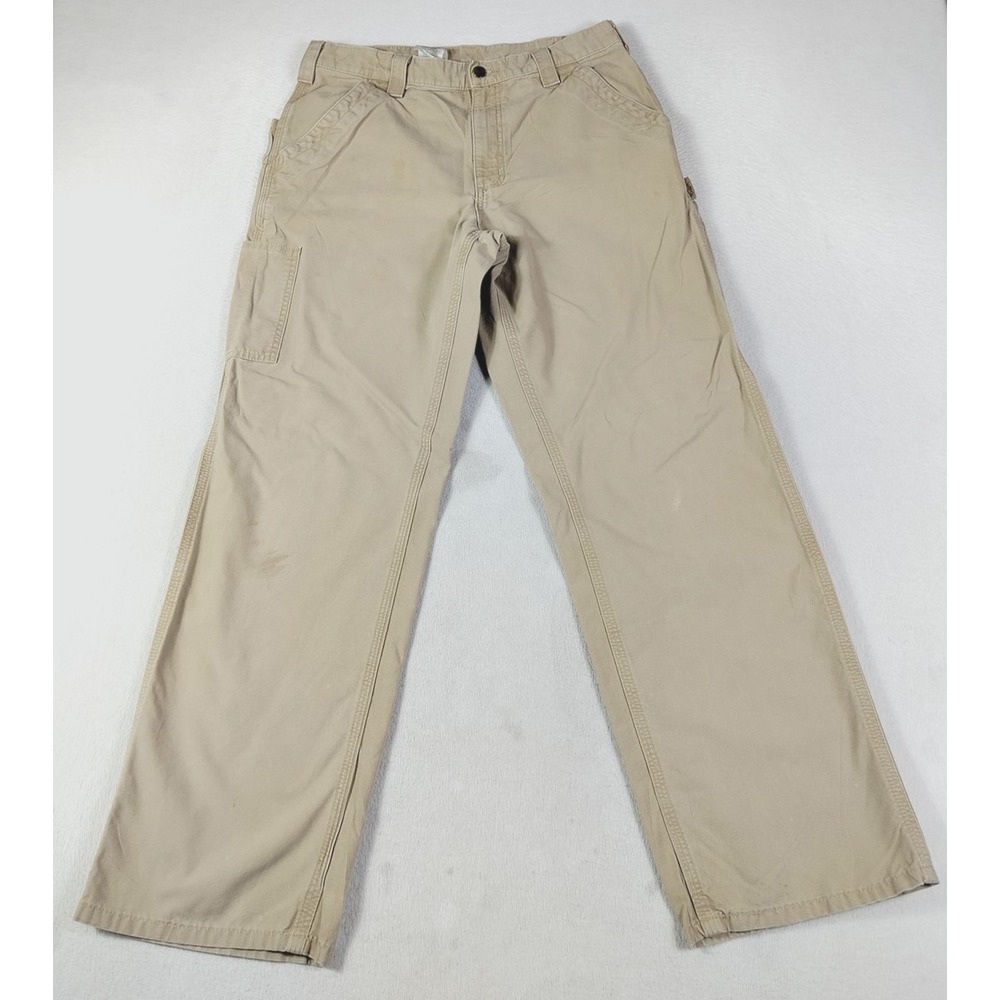 Carhartt Carpenter Pants Mens 34 Beige‎ Relaxed Fit Canvas Workwear Utility
